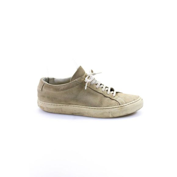 Woman by Common Projects Womens Suede Low Top Lace Up Sneakers Beige Size 7 - Picture 4 of 10